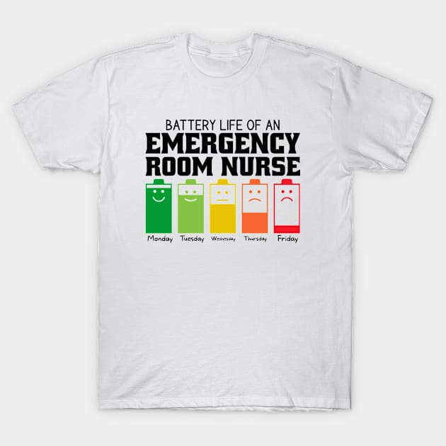 Battery Life Of An Emergency Room Nurse T-Shirt by Stay Weird